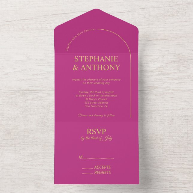 Magenta Mínima Moderna com Casamento de Arch (Interno)