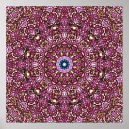 Magenta Radial Mandala Caleidoscópio Impressão