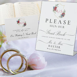 Magenta Rosas Monograma de Crest Botânico por Aqua