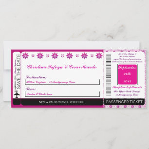 Magenta Roxo Para Embarque Convite De Casamento