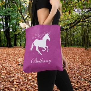 Magenta Unicorn Personalizado Tote Bag