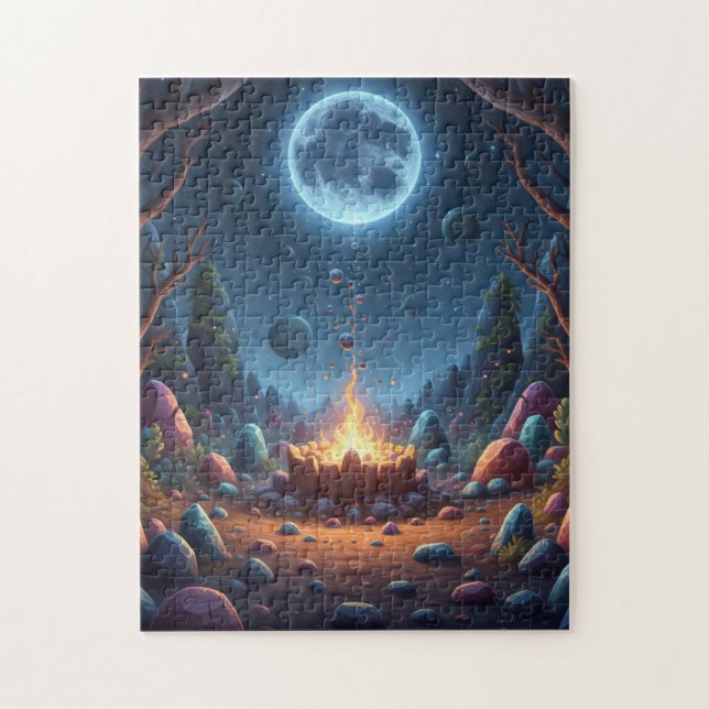 Magia de Fogo Cósmico Noite Quebra-Cabeça de Fogue (Vertical)