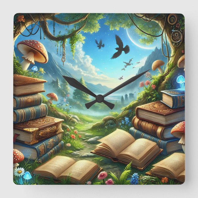 Magia e relógio de parede de livros antigos (Frente)