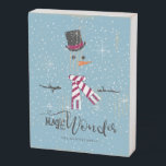 Magic and Wonder Christmas Snowman Blue ID440<br><div class="desc">Bonita design de sinal de Natal minimalista, com um estilizado boneco de neve sobre um cadete azul espalhado com flocos de neve e estrelas. A tipografia elegante de "Magic and Wonder" completa a design. Adicione seu nome para personalizar usando o modelo fornecido. Procure ID440 para ver outros produtos de coordenação...</div>