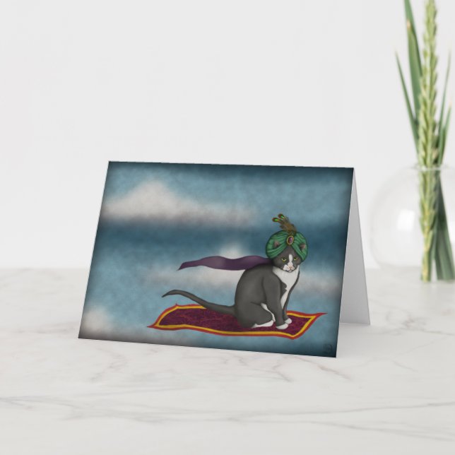 Magic Carpet Cat, cartão de saudação (Frente)