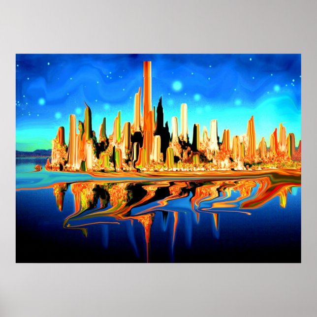 Magic City America - Fantasy Art Impressão (Frente)