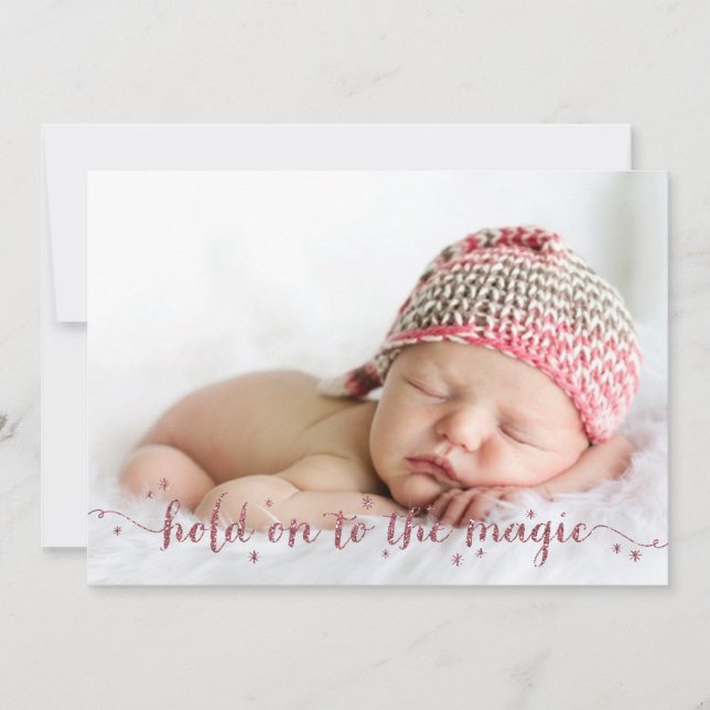 Magic Dust em Cartão de Feriado de Foto Rosa 3 (Frente)