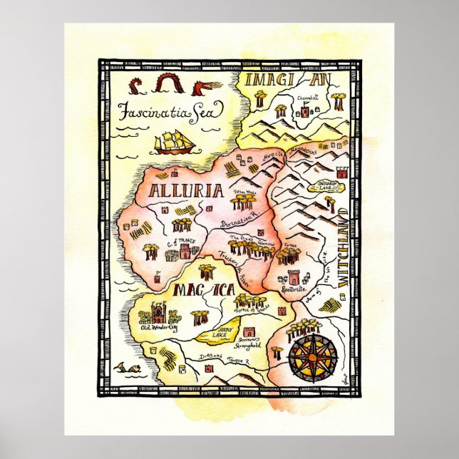 Magic Lands Fantasy Map Poster (Frente)