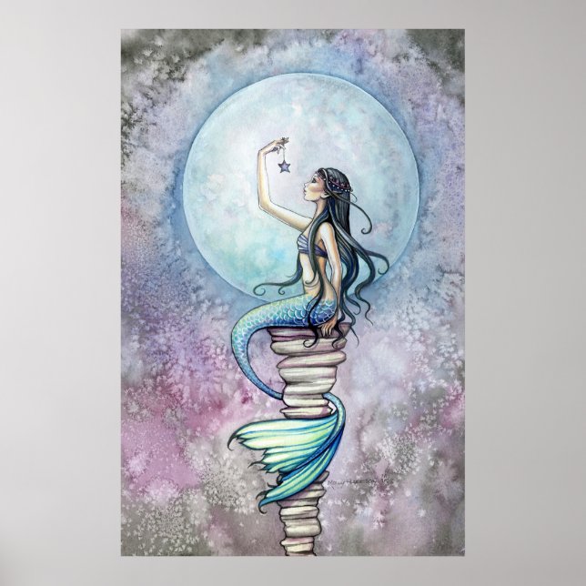 Magic Mermaid Watercolor Poster por Molly Harrison (Frente)