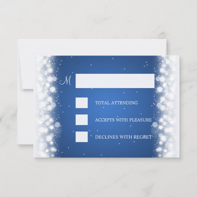 Magic Sparkle Blue de Casamento de RSVP Elegante (Frente)