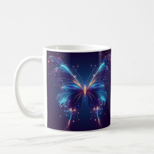 Mágica borboleta luminosa Caneca de café (Esquerda)