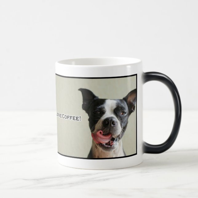 Mágica Boston Terrier eu amo a caneca de café (Direita)