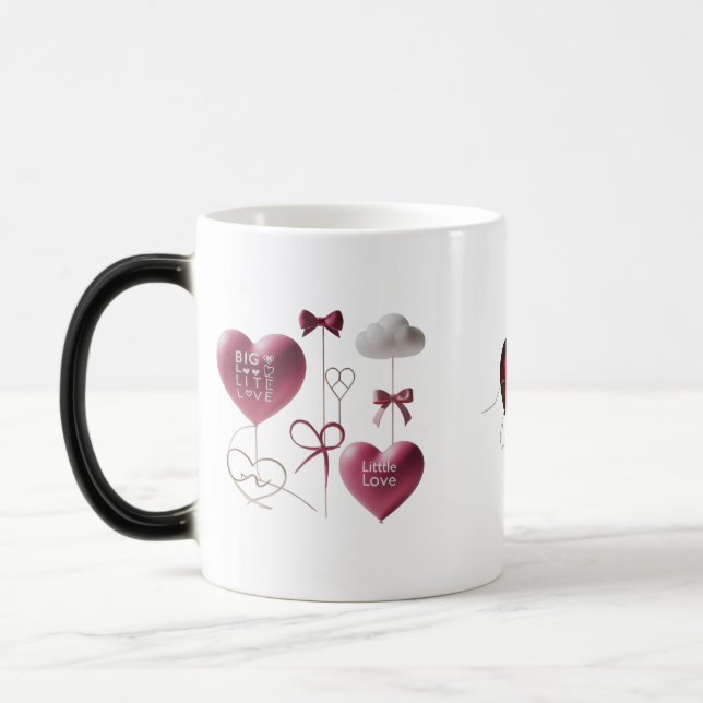 Mágica Caneca Caprichosa com Corações de Balão 3D Mudando (Esquerda)