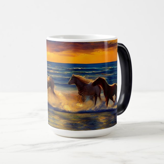 Mágica Caneca Cavalos Ao Pôr do Sol (Frente Esquerda)