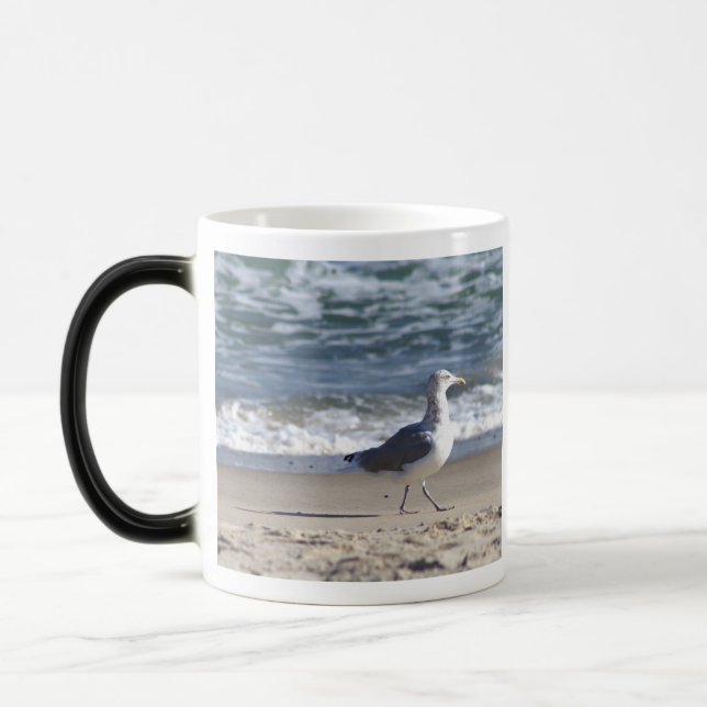 Mágica Caneca com Gaivota na Praia (Esquerda)