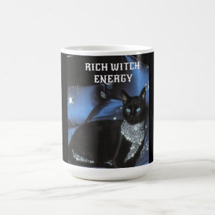 Mágica Caneca de Bruxa Rica em Energia de Halloween Gato 