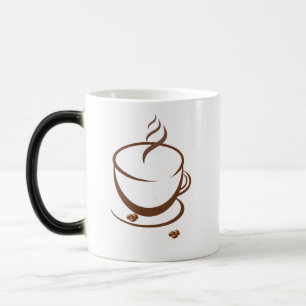 Mágica Caneca de Café com Arte de Linha Minimalista e Grã