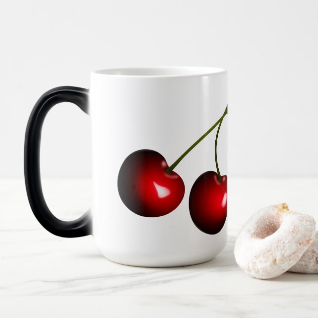 Mágica Caneca de Café com Cerejas Vermelhas (Com Donut)