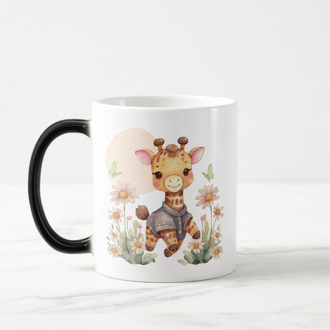 Mágica Caneca de café com design fofo de zebra e girafa (Esquerda)