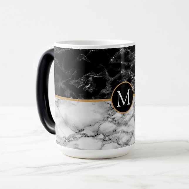 Mágica Caneca de Café com Letter Personalizado em Mármore (Frente Esquerda)