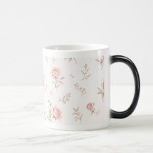 Caneca de Café com Padrão Floral Rosa Empoeirado V