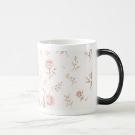 Mágica Caneca de Café com Padrão Floral Rosa Empoeirado V