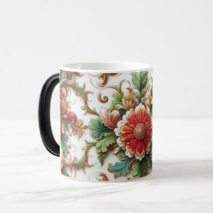 Mágica Caneca de Café de Cerâmica Floral Branca, 450ml
