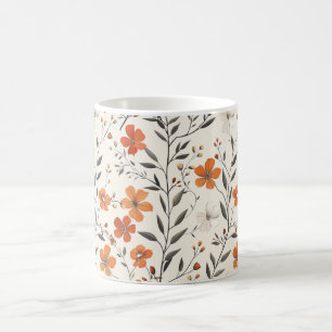 Mágica caneca de café de flor silvestre, caneca de café f