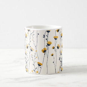 Mágica caneca de café de flor silvestre, caneca de café f