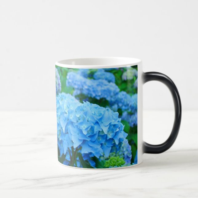 Mágica Caneca de Café de Flores Hortênsias Azuis Morphing (Direita)