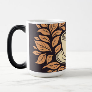 Mágica Caneca de Café Outonal com Padrão Botânico 450ml