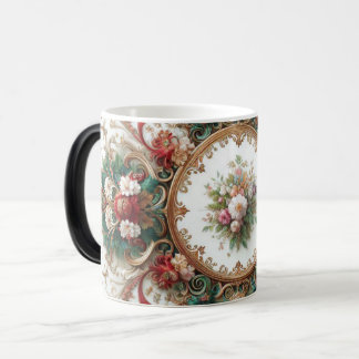 Mágica Caneca de Café Vintage com Estampa Floral e Mudanç