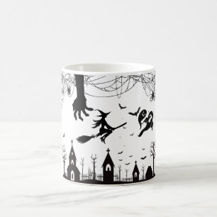 Mágica Caneca de café voadora de bruxa assustadora e fofa