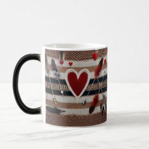 Mágica Caneca de Crochê com Coração e Flechas de Amor Boh