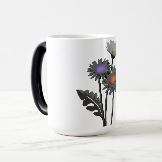 Mágica Caneca de Daisys monocromática (Frente Esquerda)