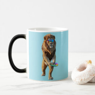 Mágica Caneca de Disc Golf Leão Engraçado