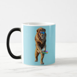 Mágica Caneca de Disc Golf Leão Engraçado