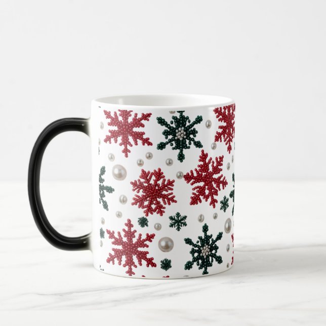 Mágica Caneca de Luxo Pérola com Padrão de Floco de Neve  (Esquerda)
