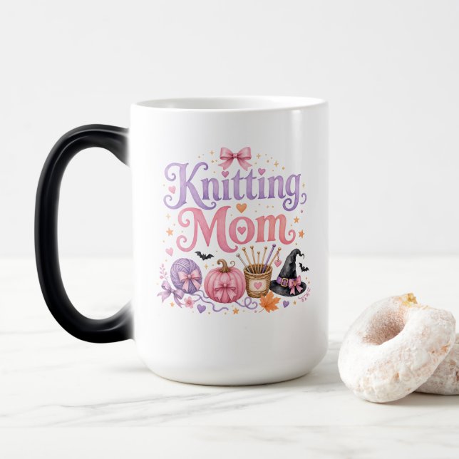 Mágica Caneca de Mãe que Tricota no Halloween (Com Donut)