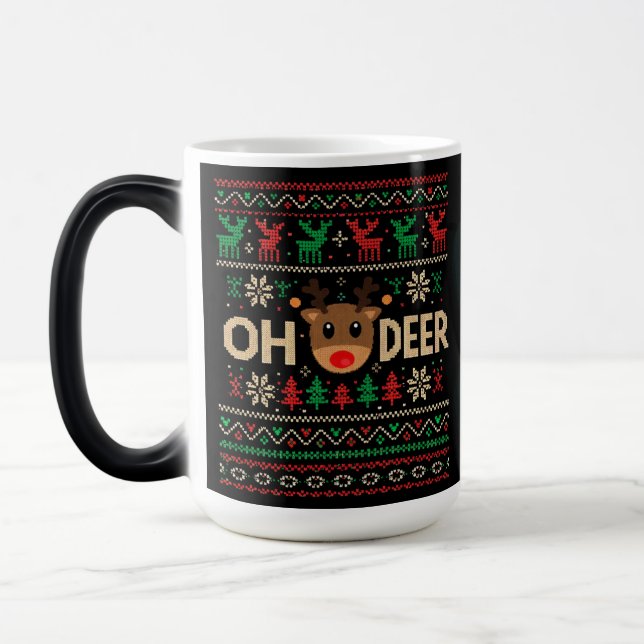 Mágica Caneca de Natal Feia Suéter Oh Deer (Esquerda)