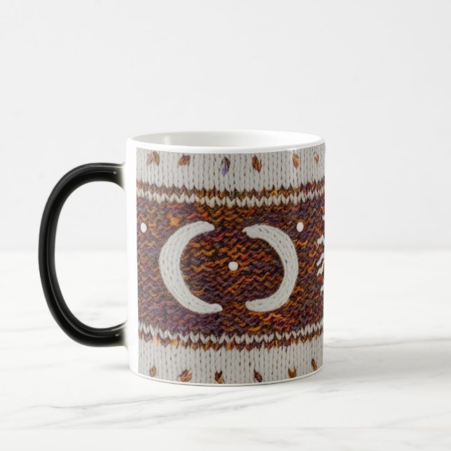 Mágica Caneca de Tricô Boho Celestial Pena Cor Mutante (Esquerda)