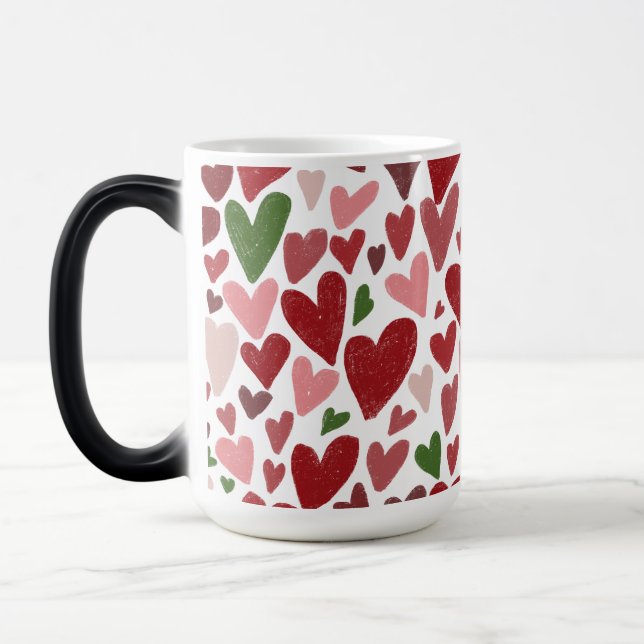 Mágica Caneca dia dos namorados corações fofos (Esquerda)