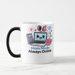 Mágica Caneca Divertida para Mãe Tech Mãe Modo Sempre Onl