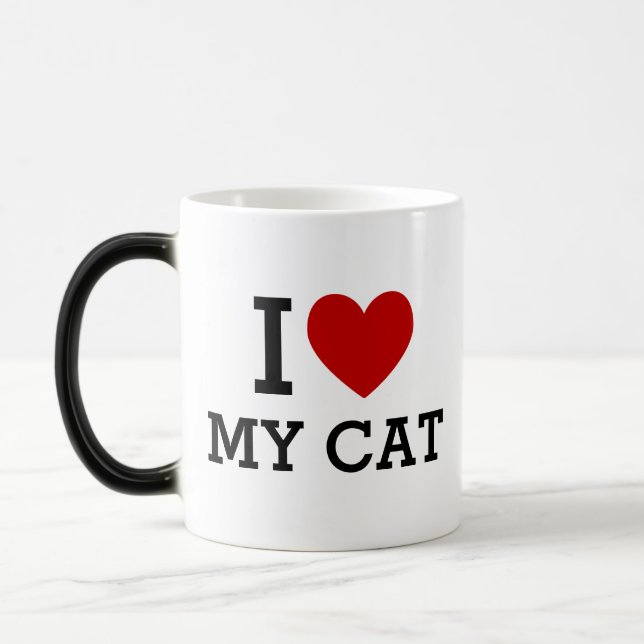 Mágica Caneca Eu Amo Meu Gato – Presente Fofo para Amante (Esquerda)