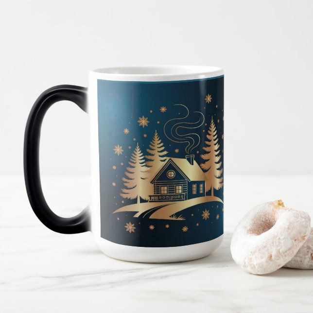 Mágica Caneca Mórfica Azul Cabana Dourada (Com Donut)