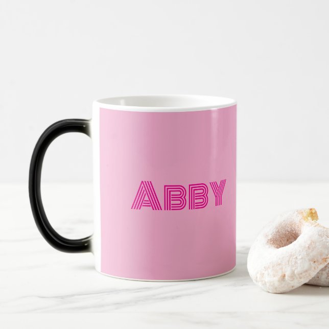Mágica Caneca Mórfica de Texto Rosa (Com Donut)