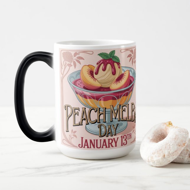 Mágica Caneca Mórfica do Dia da Pêssega Melba (Com Donut)