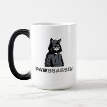 Caneca Mórfica PAWSSASSIN – Gato Malvado Disfarçad