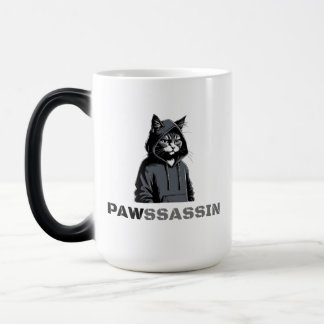 Mágica Caneca Mórfica PAWSSASSIN – Gato Malvado Disfarçad