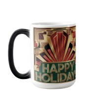 Caneca Morfing Dourada Art Déco Feliz Feriado